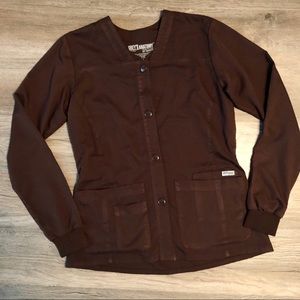 Grey’s Anatomy chocolate brown scrub jacket